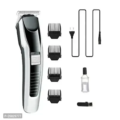 Rechargeable Hair Beard Trimmer for Men Trendy Styler HTC Trimmer Stainless Steel Sharp Blade Beard Shaver (Black)-thumb3