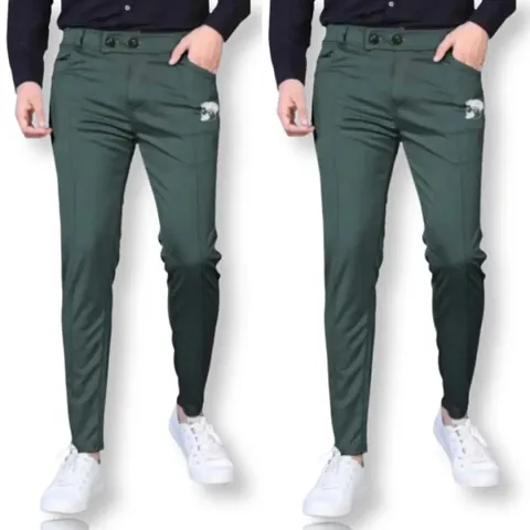 Classic Solid Track Pants for Men, Pack of 2