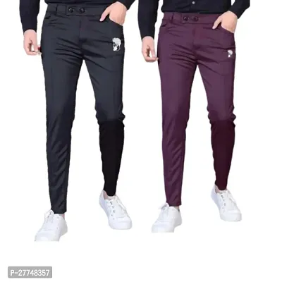 Classic Modal Solid Track Pants for Men, Pack of 2-thumb0