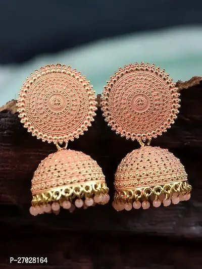 Peach Brass  Jhumkas Earrings For Women-thumb0