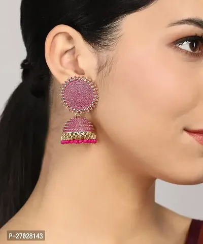 Pink Brass  Jhumkas Earrings For Women
