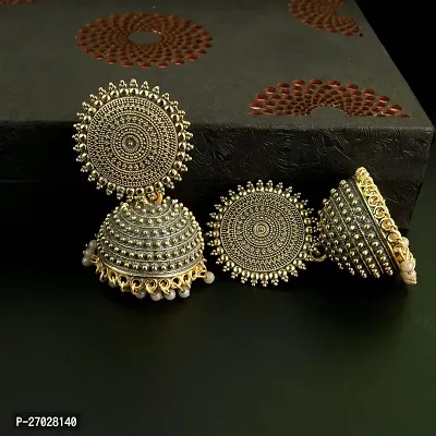 Golden Brass  Jhumkas Earrings For Women-thumb0