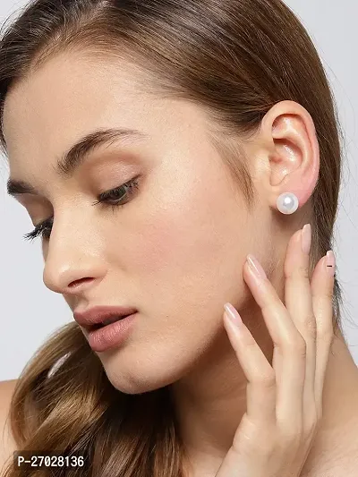 White Stainless Steel  Studs Earrings For Women