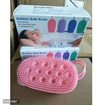 Silicone Bubble Bath Quick Foaming Scrubbing Soft Rubbing Massage Body Cleaner Brush Shower Bathroom, Random Color-thumb0