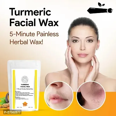 Turmeric Facial Wax - 7 Minute Painless Herbal Wax Powder (50gm)-thumb0