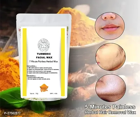 Turmeric Facial Wax - 7 Minute Painless Herbal Wax Powder (50gm)-thumb2