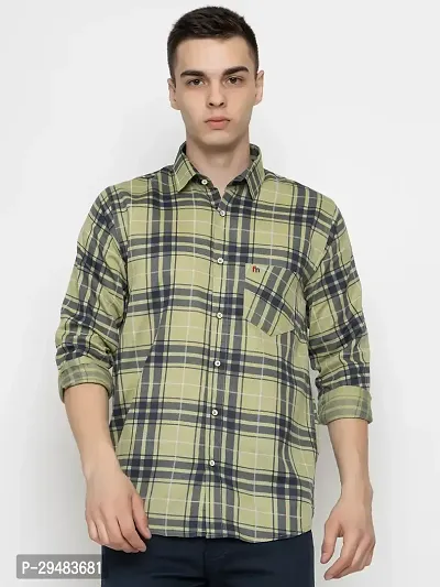 Elegant Cotton Checked Long Sleeves Casual Shirts For Men-thumb0