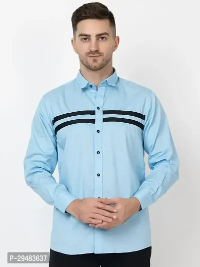 Elegant Cotton Striped Long Sleeves Casual Shirts For Men-thumb0