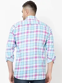 Elegant Cotton Blend Checked Long Sleeves Casual Shirts For Men-thumb1