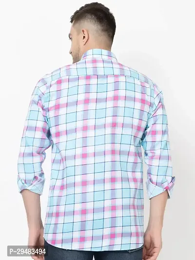 Elegant Cotton Blend Checked Long Sleeves Casual Shirts For Men-thumb2