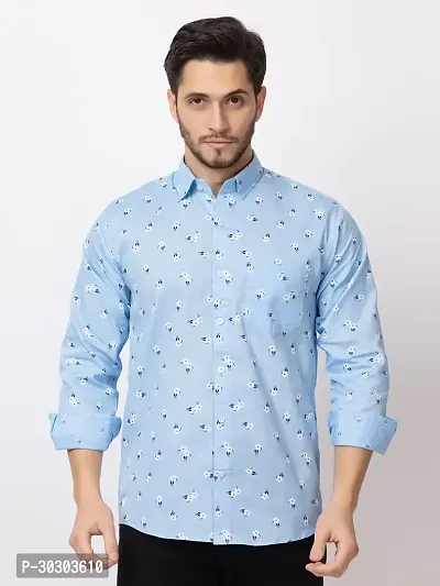 Reliable Cotton Blend Printed Long Sleeves Casual Shirts For Men-thumb0