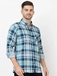 Elegant Cotton Checked Long Sleeves Casual Shirts For Men-thumb1