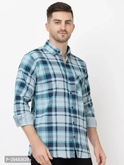 Elegant Cotton Checked Long Sleeves Casual Shirts For Men-thumb2