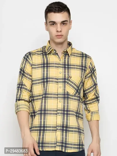 Elegant Cotton Checked Long Sleeves Casual Shirts For Men-thumb0