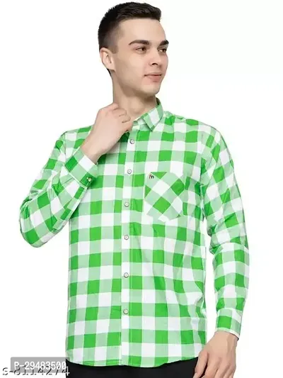 Elegant Cotton Checked Long Sleeves Casual Shirts For Men-thumb2