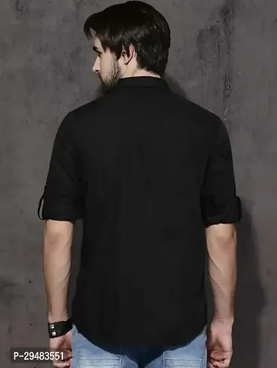 Elegant Cotton Self Pattern Long Sleeves Casual Shirts For Men-thumb2