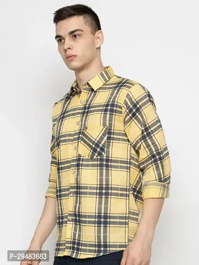 Elegant Cotton Checked Long Sleeves Casual Shirts For Men-thumb2