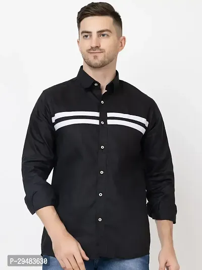 Elegant Cotton Striped Long Sleeves Casual Shirts For Men-thumb0