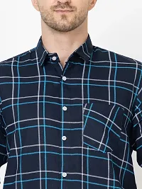 Elegant Cotton Checked Long Sleeves Casual Shirts For Men-thumb2