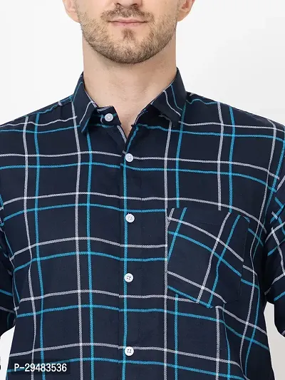 Elegant Cotton Checked Long Sleeves Casual Shirts For Men-thumb3