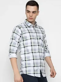 Elegant Cotton Checked Long Sleeves Casual Shirts For Men-thumb1