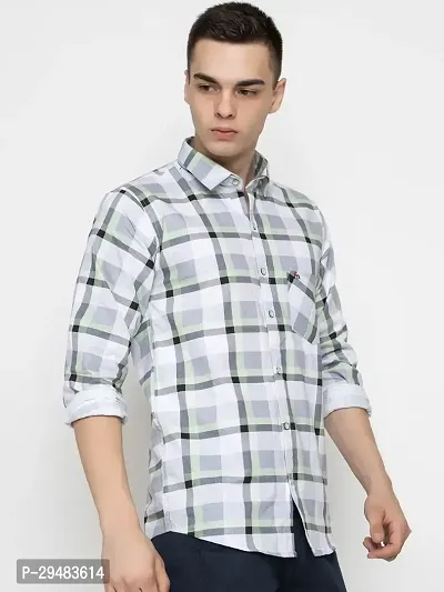 Elegant Cotton Checked Long Sleeves Casual Shirts For Men-thumb2