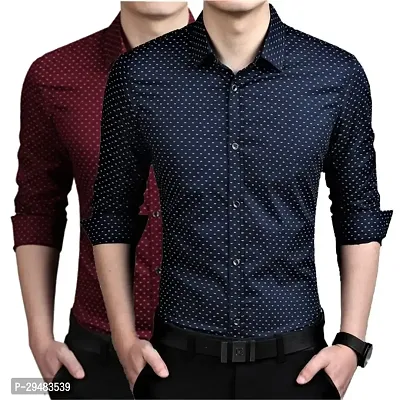 Elegant Cotton Printed Long Sleeves Casual Shirts For Men- Pack Of 2-thumb0