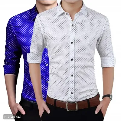 Elegant Cotton Printed Long Sleeves Casual Shirts For Men- Pack Of 2-thumb0