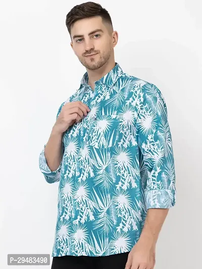 Elegant Cotton Blend Printed Long Sleeves Casual Shirts For Men-thumb2