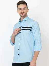 Elegant Cotton Striped Long Sleeves Casual Shirts For Men-thumb1