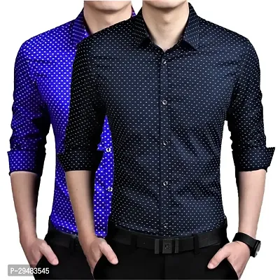 Elegant Cotton Printed Long Sleeves Casual Shirts For Men- Pack Of 2-thumb0