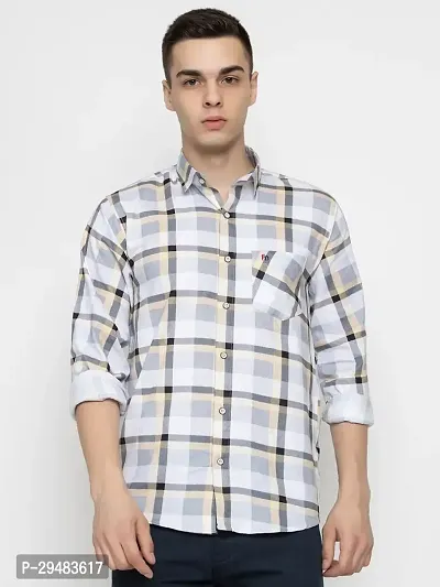 Elegant Cotton Checked Long Sleeves Casual Shirts For Men