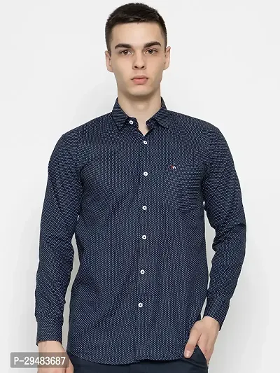 Elegant Cotton Printed Long Sleeves Casual Shirts For Men-thumb0