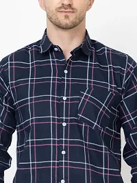 Elegant Cotton Blend Checked Long Sleeves Casual Shirts For Men-thumb4