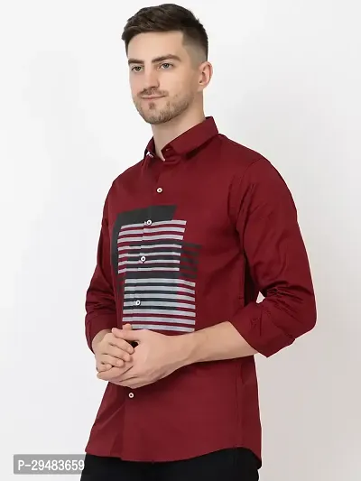 Elegant Cotton Printed Long Sleeves Casual Shirts For Men-thumb2