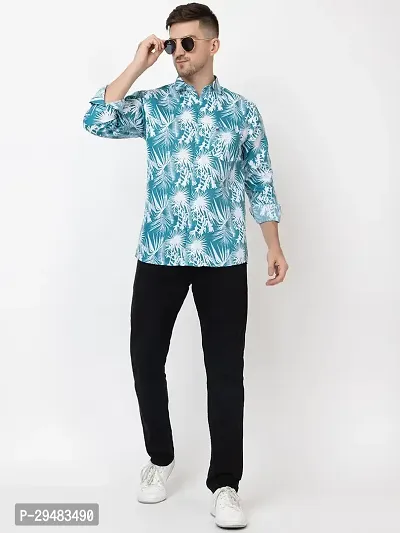 Elegant Cotton Blend Printed Long Sleeves Casual Shirts For Men-thumb3