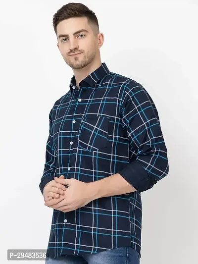 Elegant Cotton Checked Long Sleeves Casual Shirts For Men-thumb4