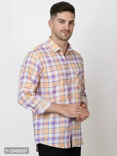 Elegant Cotton Checked Long Sleeves Casual Shirts For Men-thumb2