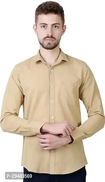 Elegant Cotton Solid Long Sleeves Casual Shirts For Men-thumb0