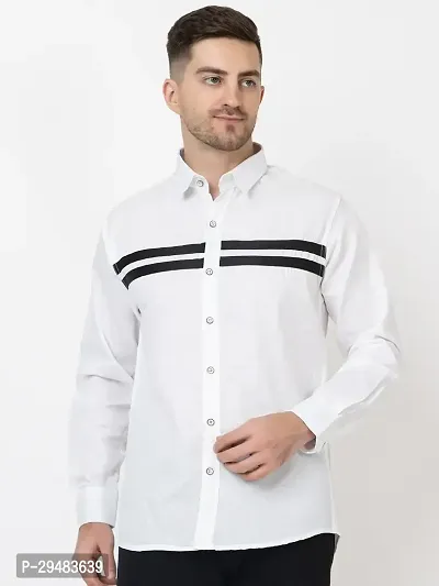 Elegant Cotton Striped Long Sleeves Casual Shirts For Men-thumb0