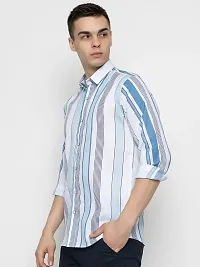 Elegant Cotton Striped Long Sleeves Casual Shirts For Men-thumb1