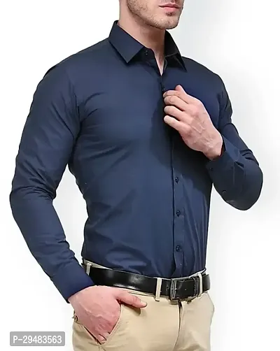 Elegant Cotton Solid Long Sleeves Casual Shirts For Men-thumb5