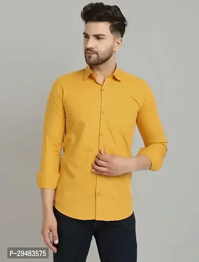 Elegant Cotton Solid Long Sleeves Casual Shirts For Men-thumb0