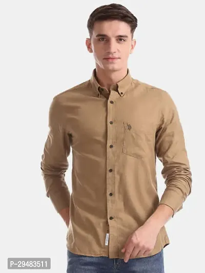 Elegant Cotton Solid Long Sleeves Casual Shirts For Men-thumb0