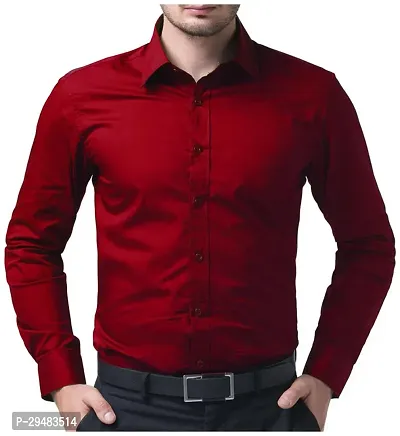 Elegant Cotton Solid Long Sleeves Casual Shirts For Men-thumb0