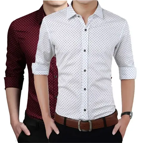 Elegant Long Sleeves Casual Shirts For Men- Pack Of 2