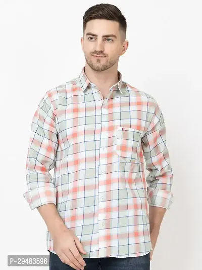 Elegant Cotton Checked Long Sleeves Casual Shirts For Men-thumb0