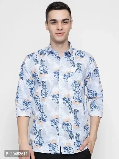 Elegant Cotton Printed Long Sleeves Casual Shirts For Men-thumb0