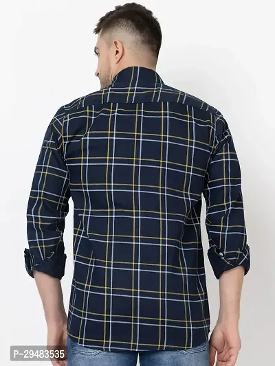 Elegant Cotton Checked Long Sleeves Casual Shirts For Men-thumb3