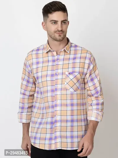 Elegant Cotton Checked Long Sleeves Casual Shirts For Men-thumb0